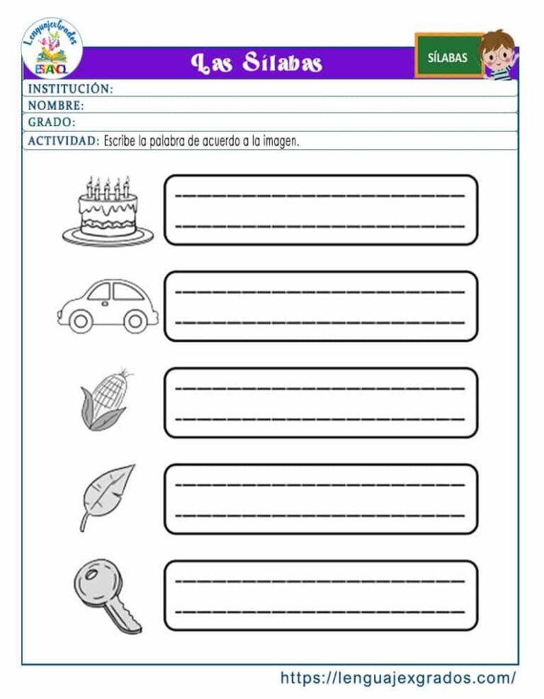 Actividad para trabajar con las sílabas para niños de primer grado
